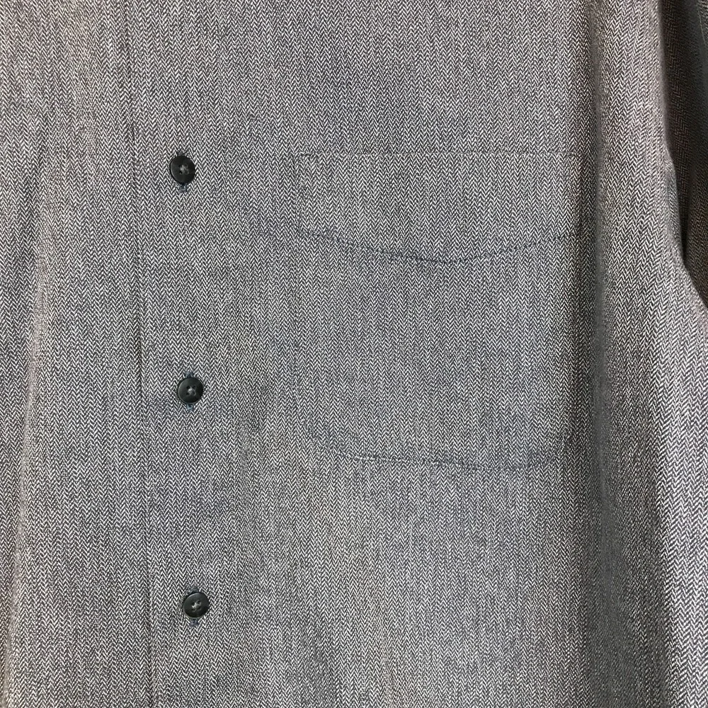 Dockers Mens Medium Grey Herringbone Button Down Shirt 100% Cotton Long Sleeve